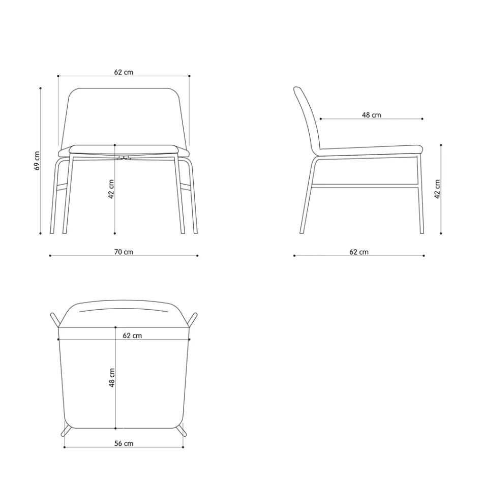 Højkvalitets stuelænestol i stof og metal Made in Italy - Molde Viadurini