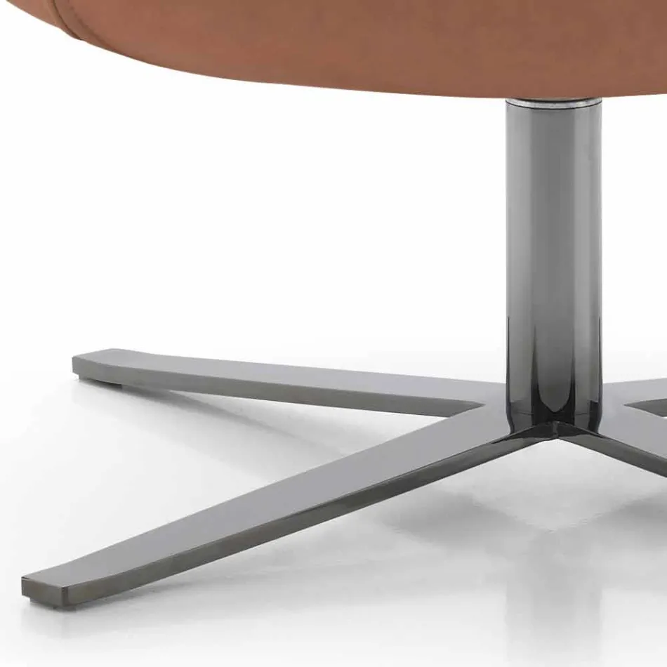 Drejelig stue lænestol i læder og metal fremstillet i Italien - sommerfugl Viadurini