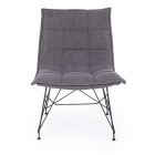 Stue lænestol i sort stål og polyester design stof - Susana Viadurini
