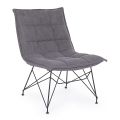 Stue lænestol i sort stål og polyester design stof - Susana