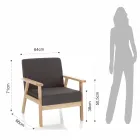 Stue Lænestol i massiv fyrretræ og mørkegrå stof - Basilicata Viadurini