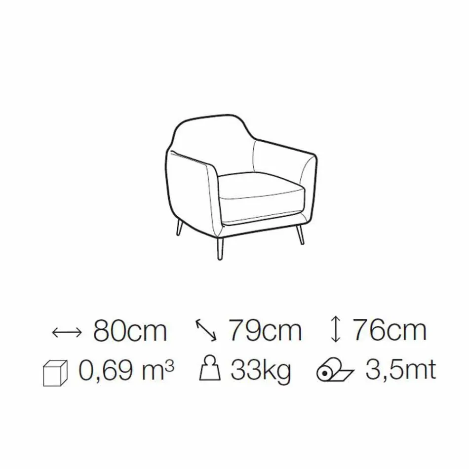 Stue lænestol i stof med metalfødder fremstillet i Italien - kirsebær Viadurini