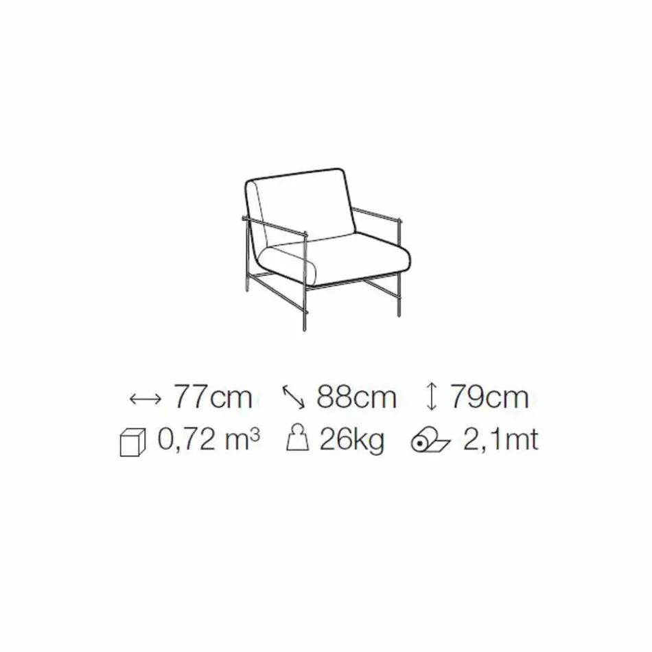 Lænestol i stof med metalstruktur fremstillet i Italien - Manila Viadurini