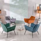 Stue lænestol i fløjl i forskellige farver og metalbund - Italien Viadurini