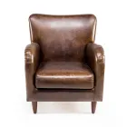 Stue Lænestol Lavet af Aged Effect Vintage Læder - Stempel Viadurini