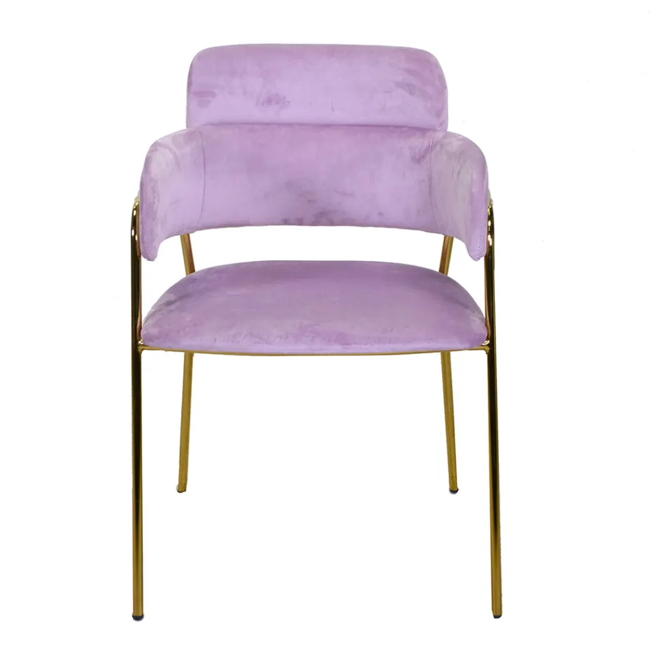 Lænestol til stuen lavet af guldmetal og fløjl - Flag Viadurini