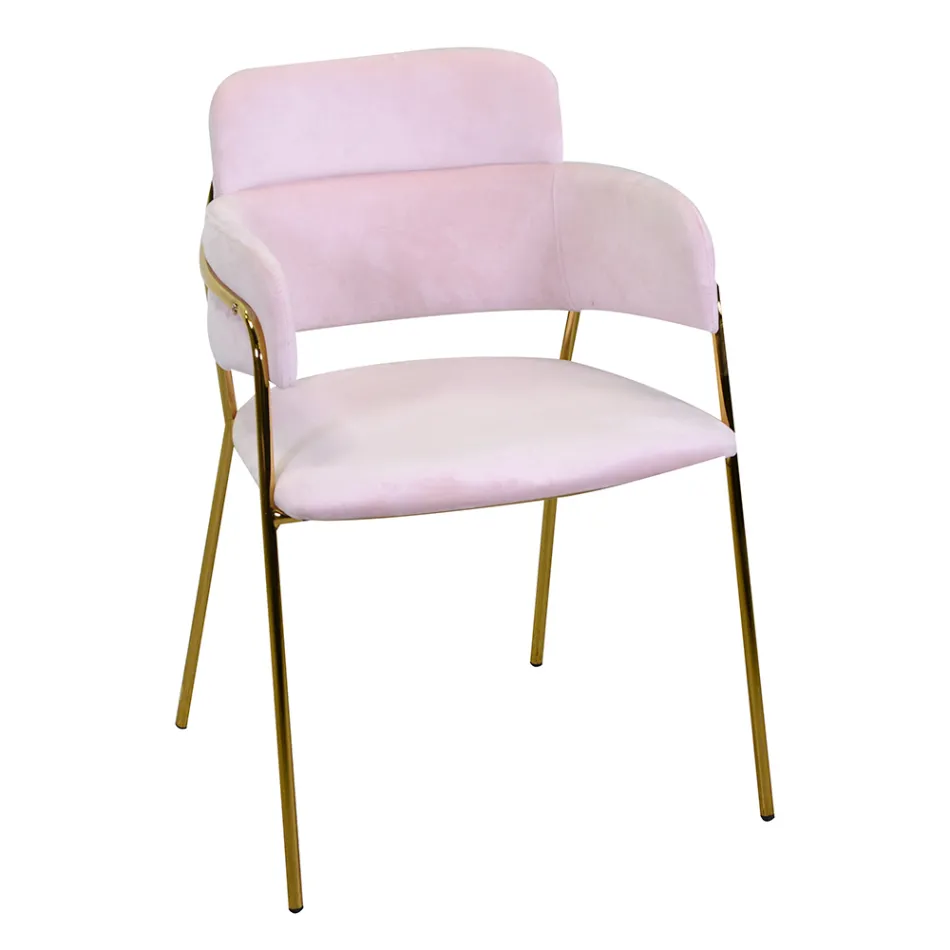 Lænestol til stuen lavet af guldmetal og fløjl - Flag Viadurini