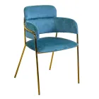 Lænestol til stuen lavet af guldmetal og fløjl - Flag Viadurini