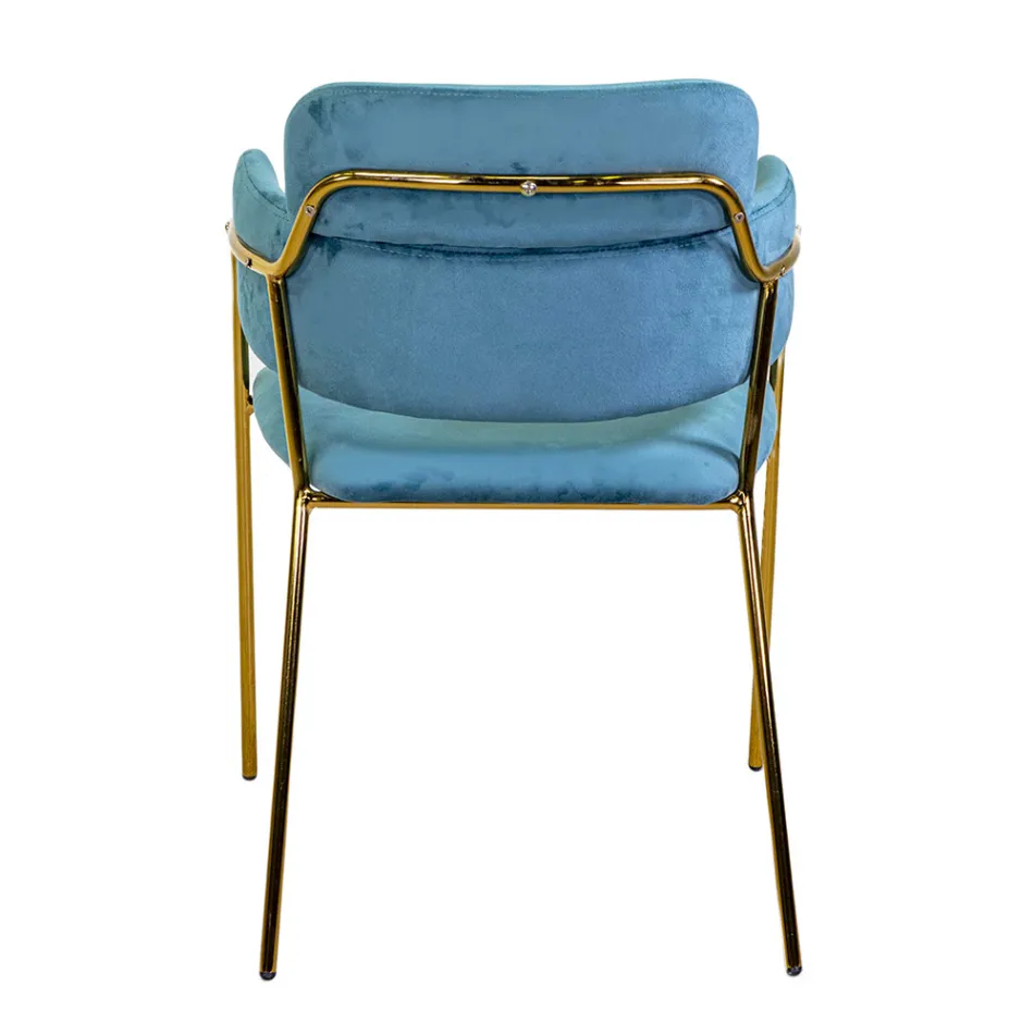 Lænestol til stuen lavet af guldmetal og fløjl - Flag Viadurini