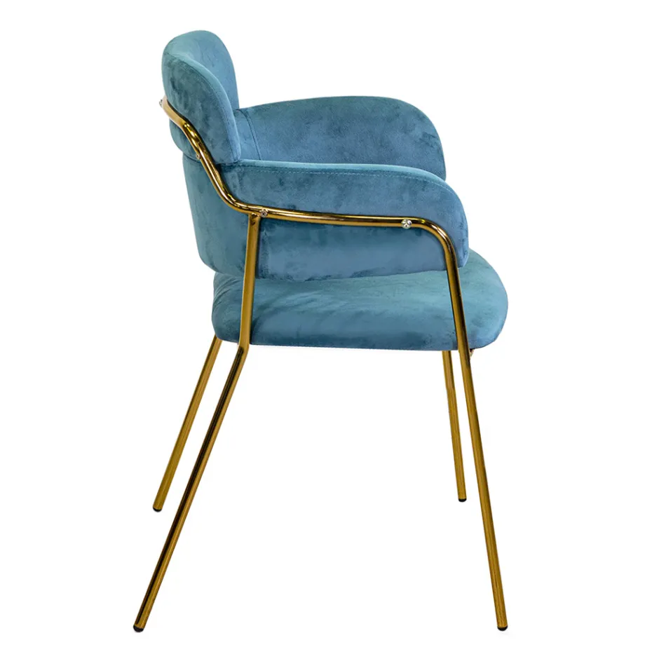 Lænestol til stuen lavet af guldmetal og fløjl - Flag Viadurini