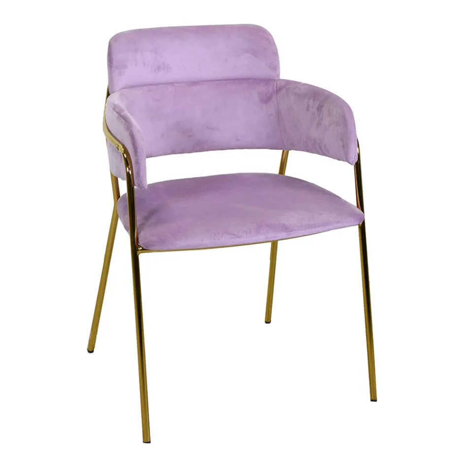 Lænestol til stuen lavet af guldmetal og fløjl - Flag Viadurini