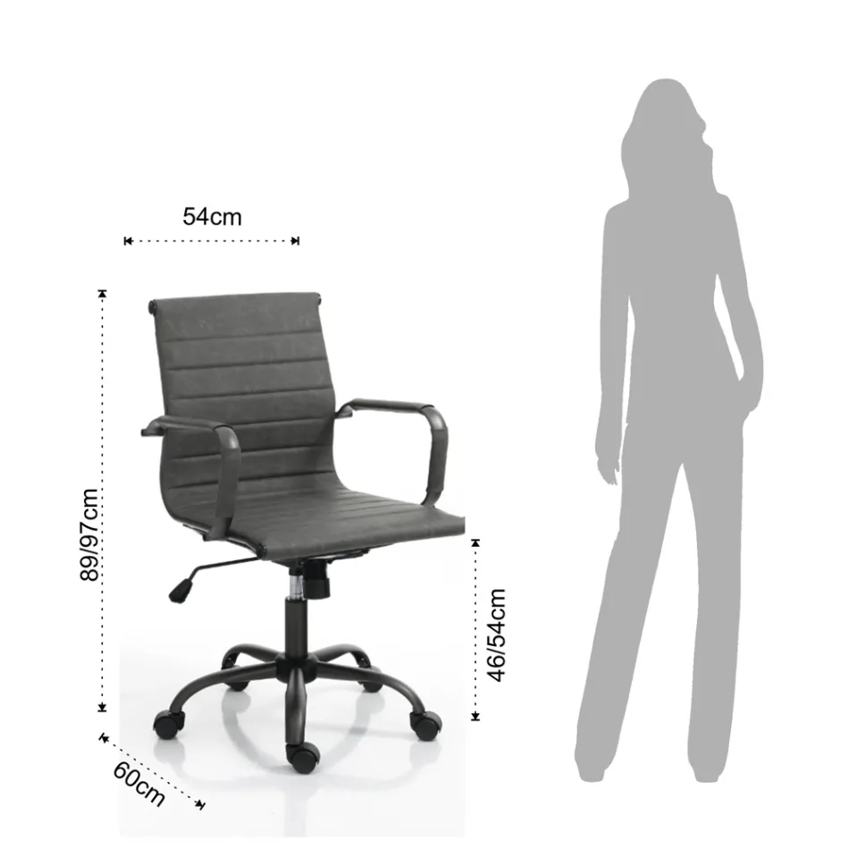 Kontorlænestol med højt eller lavt ryglæn - Rubidio Viadurini