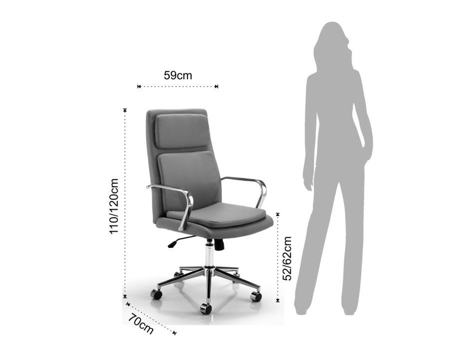 Kontorlænestol med Syntetisk Læder Sæde - Nitrogen Viadurini