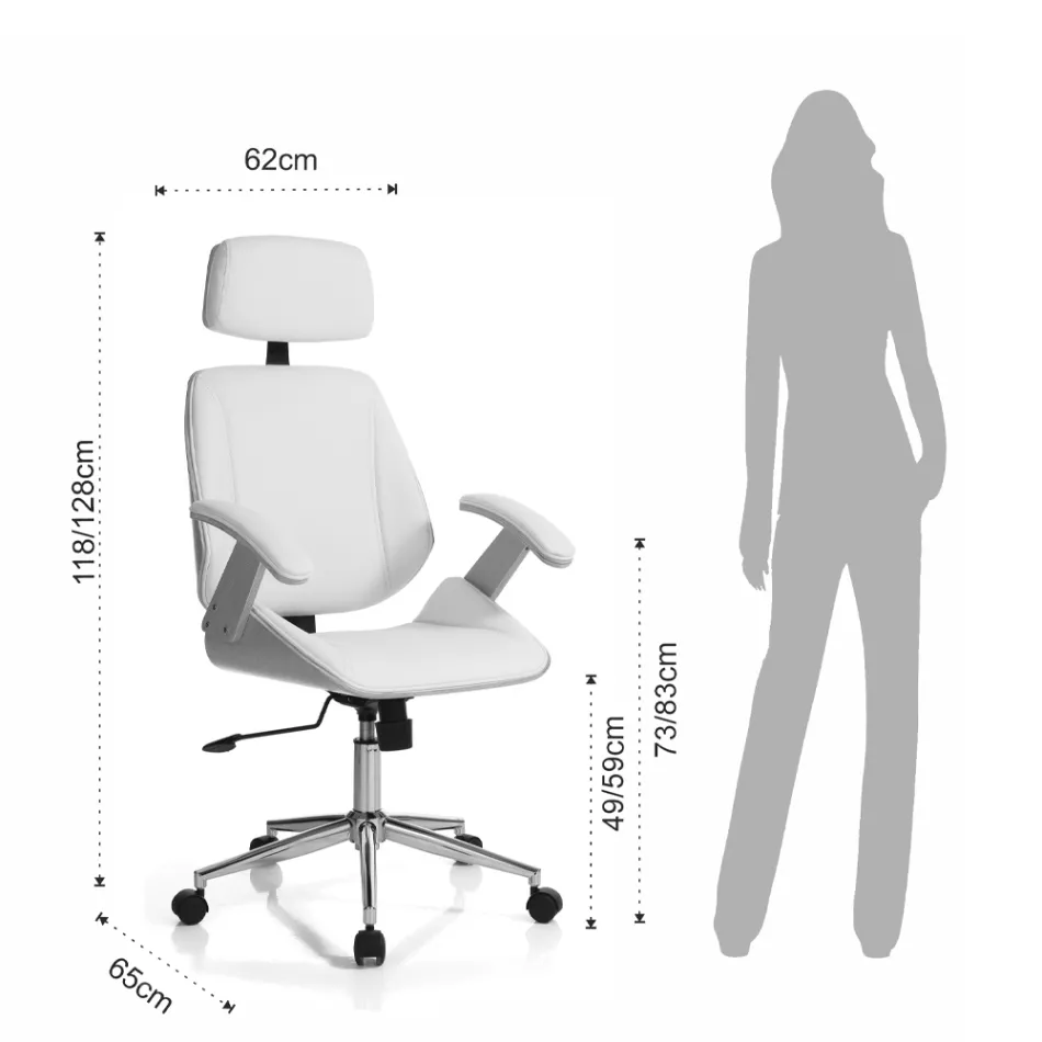 Kontorlænestol i træ, syntetisk læder og metal - Alaccia Viadurini