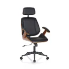 Kontorlænestol i træ, syntetisk læder og metal - Alaccia Viadurini