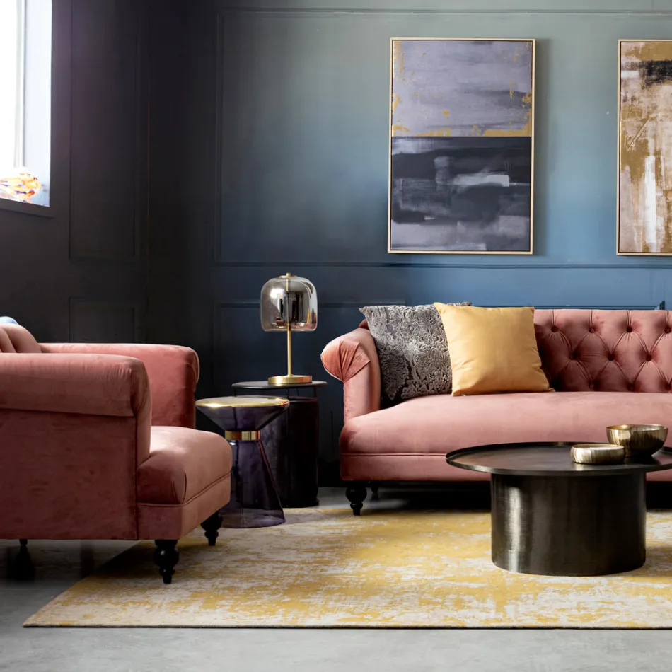 Klassisk design lænestol i træ og grå eller pink fløjlseffekt - Sanny Viadurini