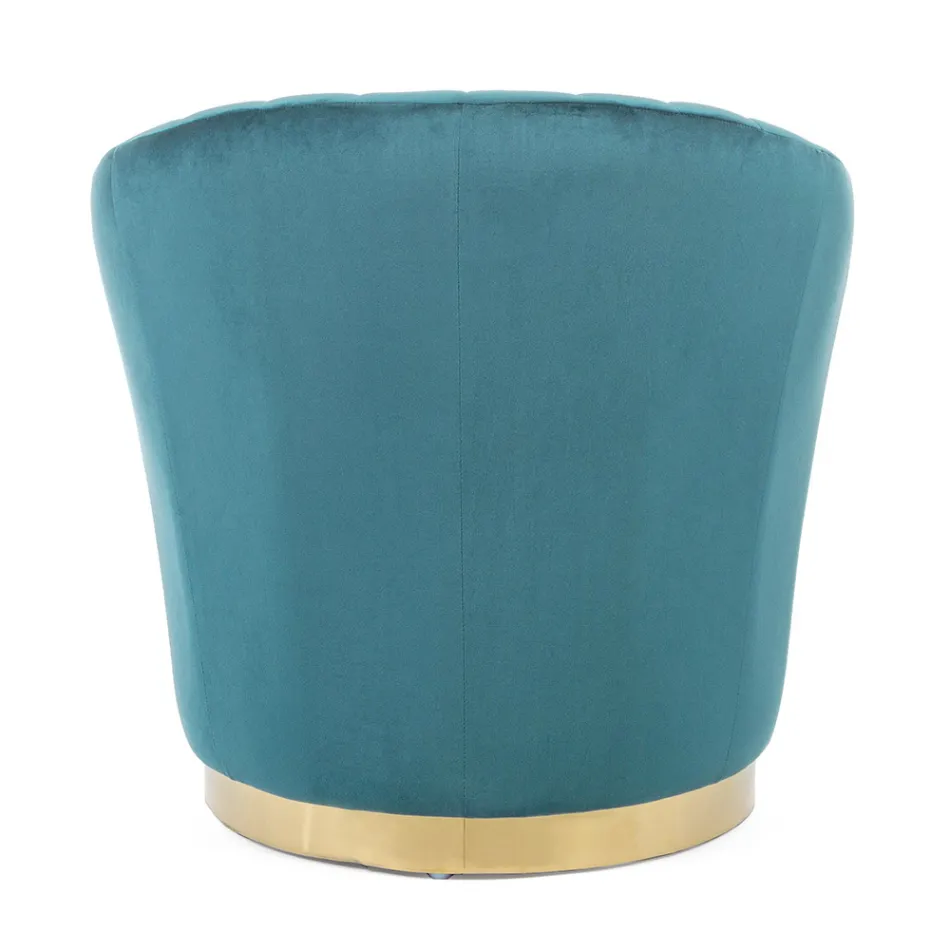 Elegant design lænestol luksus stue i stål og fløjl - Courtney Viadurini