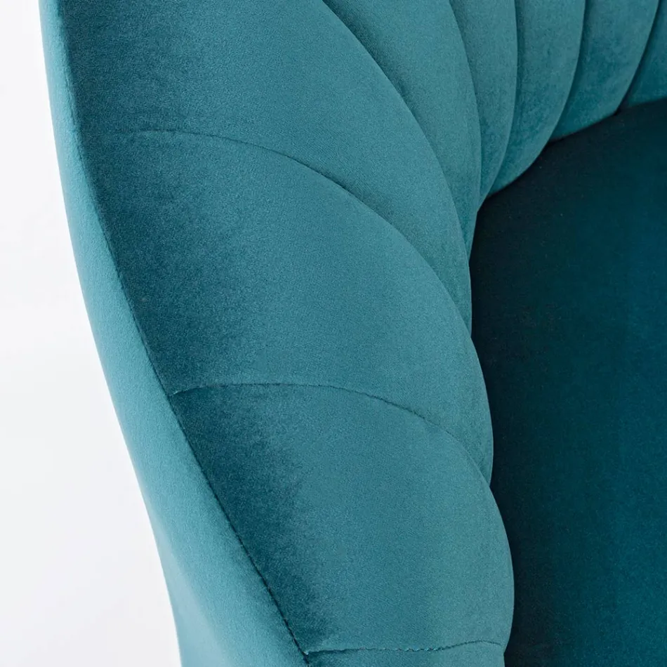 Elegant design lænestol luksus stue i stål og fløjl - Courtney Viadurini