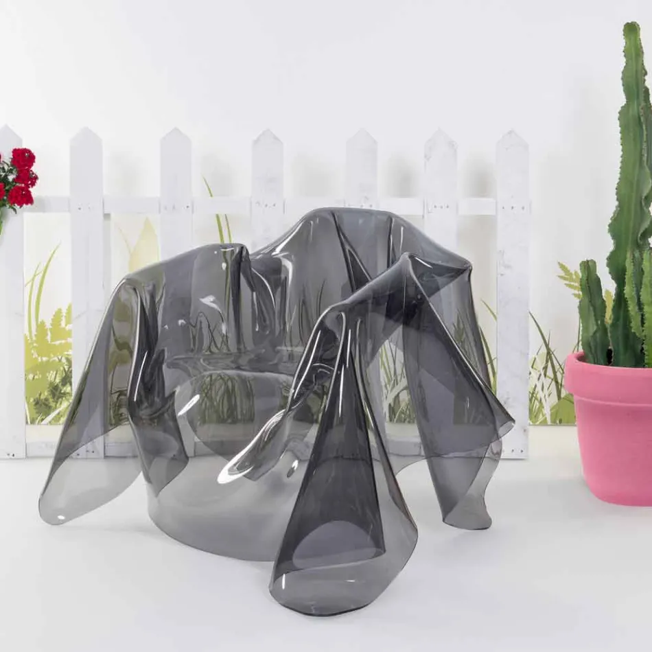 Lænestol moderne design røget Plexiglas Paris, fremstillet i Italien Viadurini