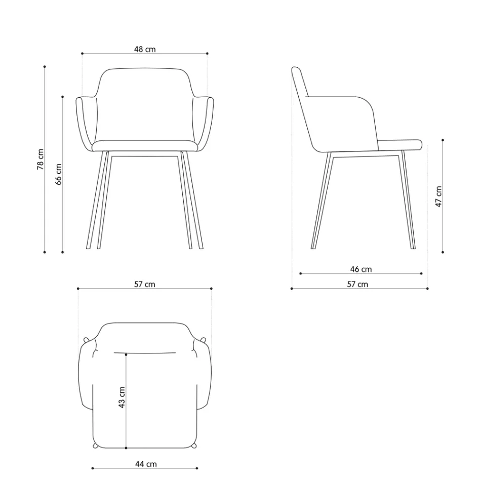Højkvalitets lænestol i læder og malet metal Fremstillet i Italien - Molde Viadurini