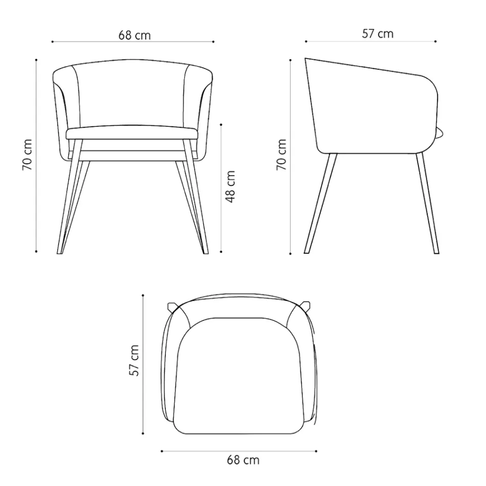 Højkvalitets lænestol i stof med metalbund lavet i Italien - Bergen Viadurini