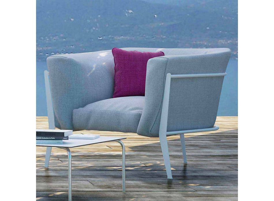 Moderne og fremstillet i Italien design lænestol til udendørs eller indendørs - Carminio1 Viadurini
