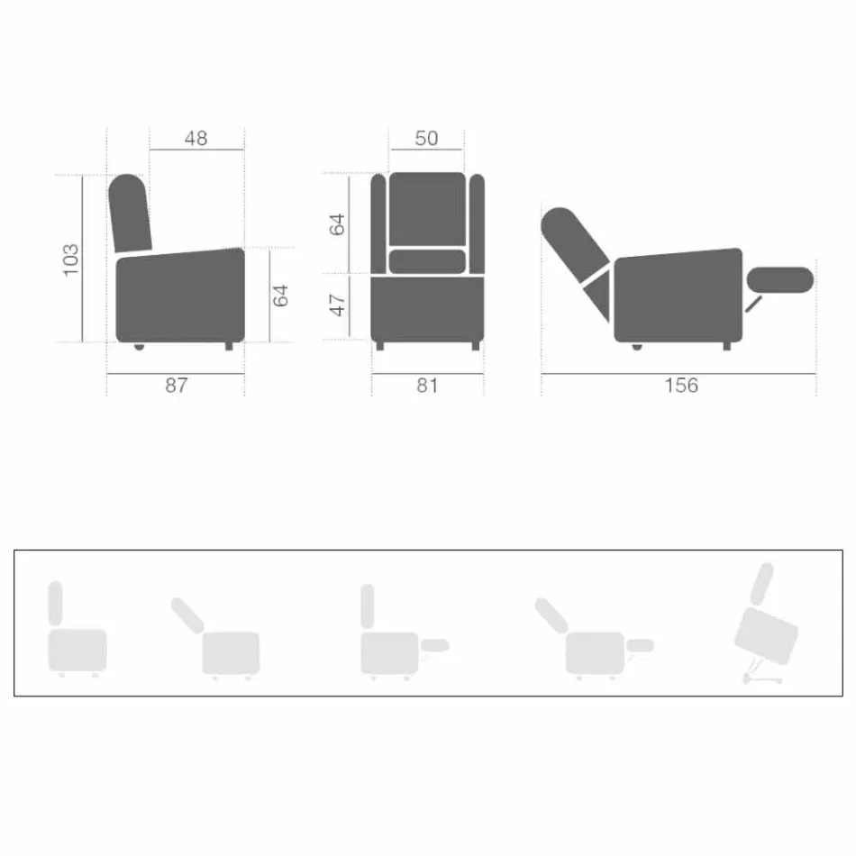 Elektrisk lænestol med Lift & Relax-funktioner med 2 motorer fremstillet i Italien - Marlene Viadurini