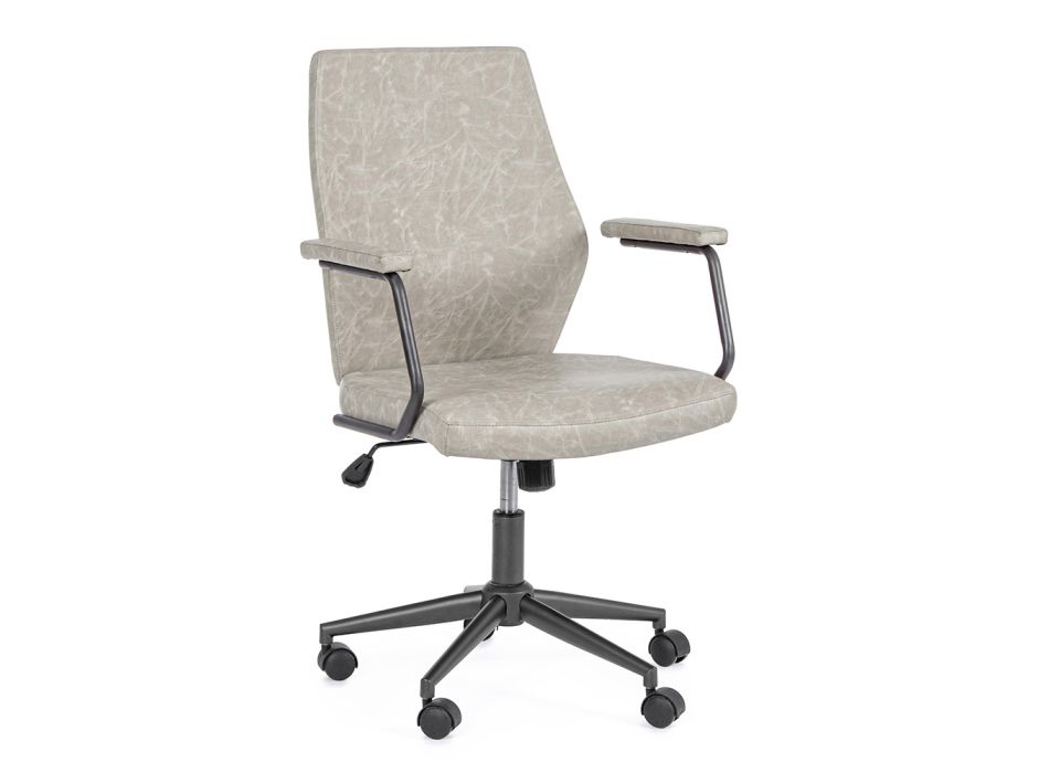 Drejelig kontorlænestol i nylon og øko-læder lav ryg - udad Viadurini