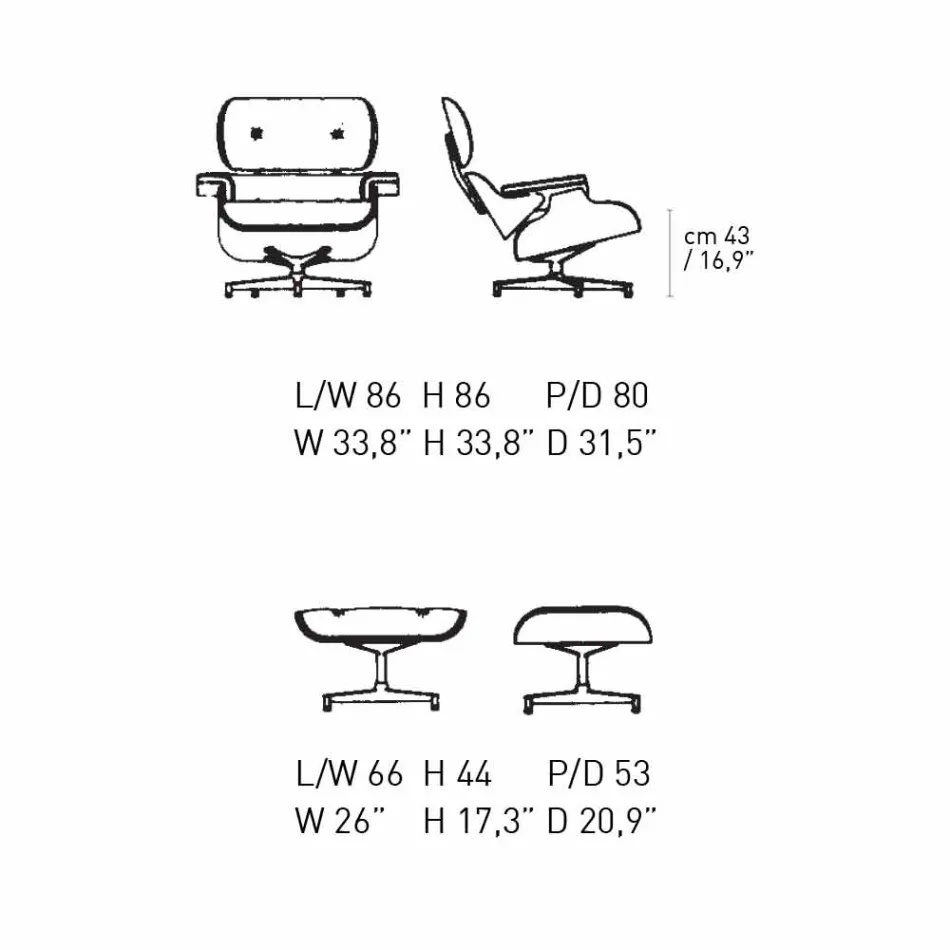 Drejelig lænestol dækket i læder med fodstøtte fremstillet i Italien - Maestrale Viadurini