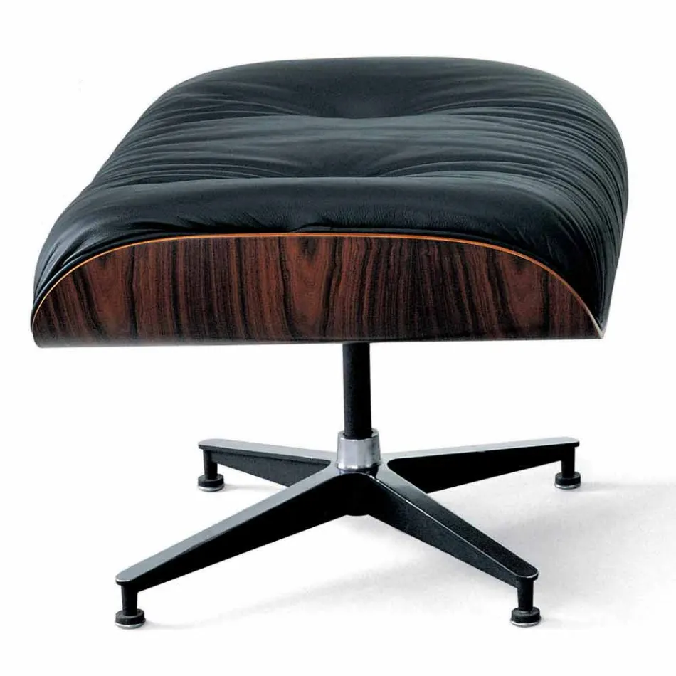 Drejelig lænestol dækket i læder med fodstøtte fremstillet i Italien - Maestrale Viadurini