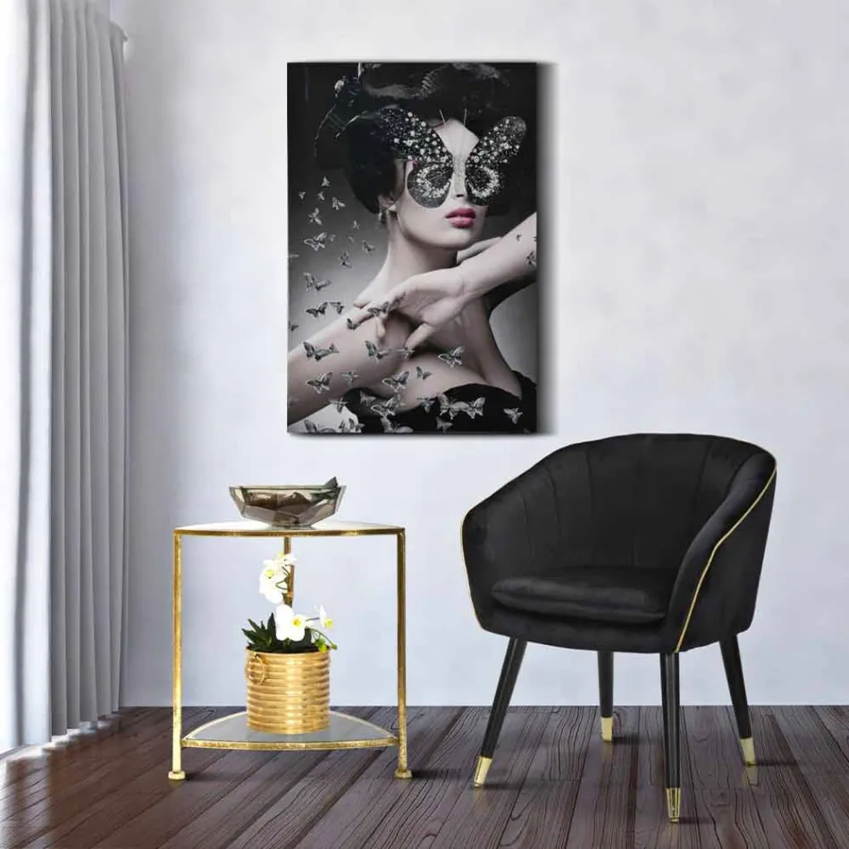 Polstret lænestol i træ og stof af moderne design - Maddy Viadurini