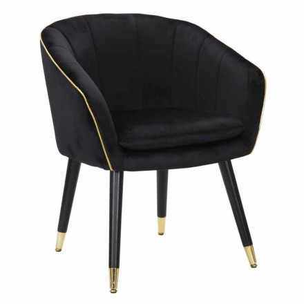 Polstret lænestol i træ og stof af moderne design - Maddy Viadurini