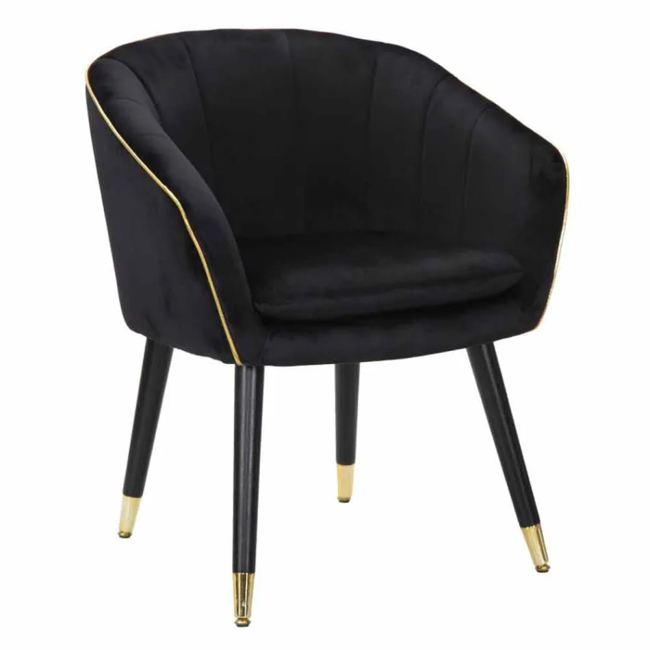 Polstret lænestol i træ og stof af moderne design - Maddy Viadurini