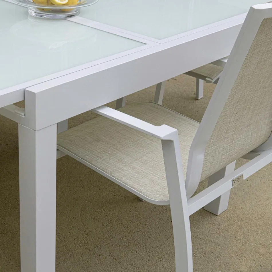 Stabelbar havestol i textilene og aluminium - Foglio Viadurini