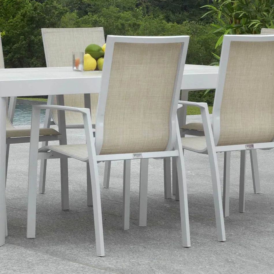 Stabelbar havestol i textilene og aluminium - Foglio Viadurini