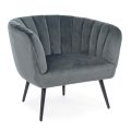 Lænestol i stål og grå eller blå fløjl skandinavisk design - Hilary