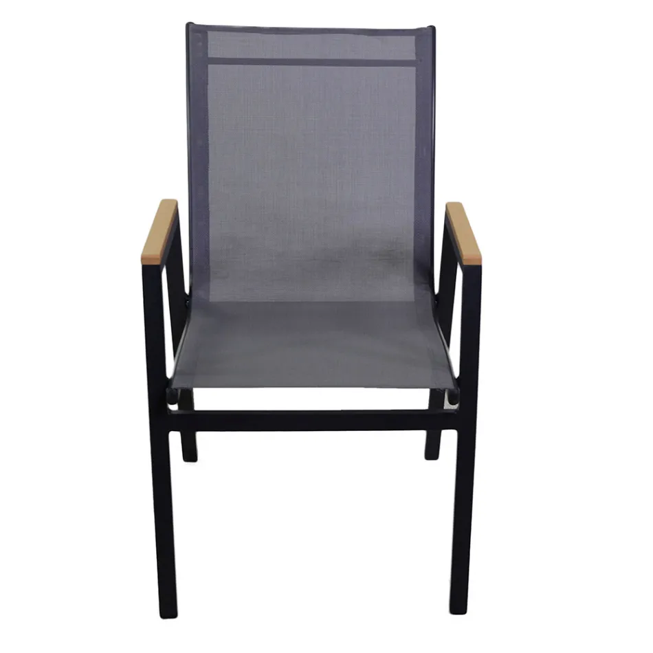 Lænestol i aluminium og textilene med armlæn i polywood - Diary Viadurini