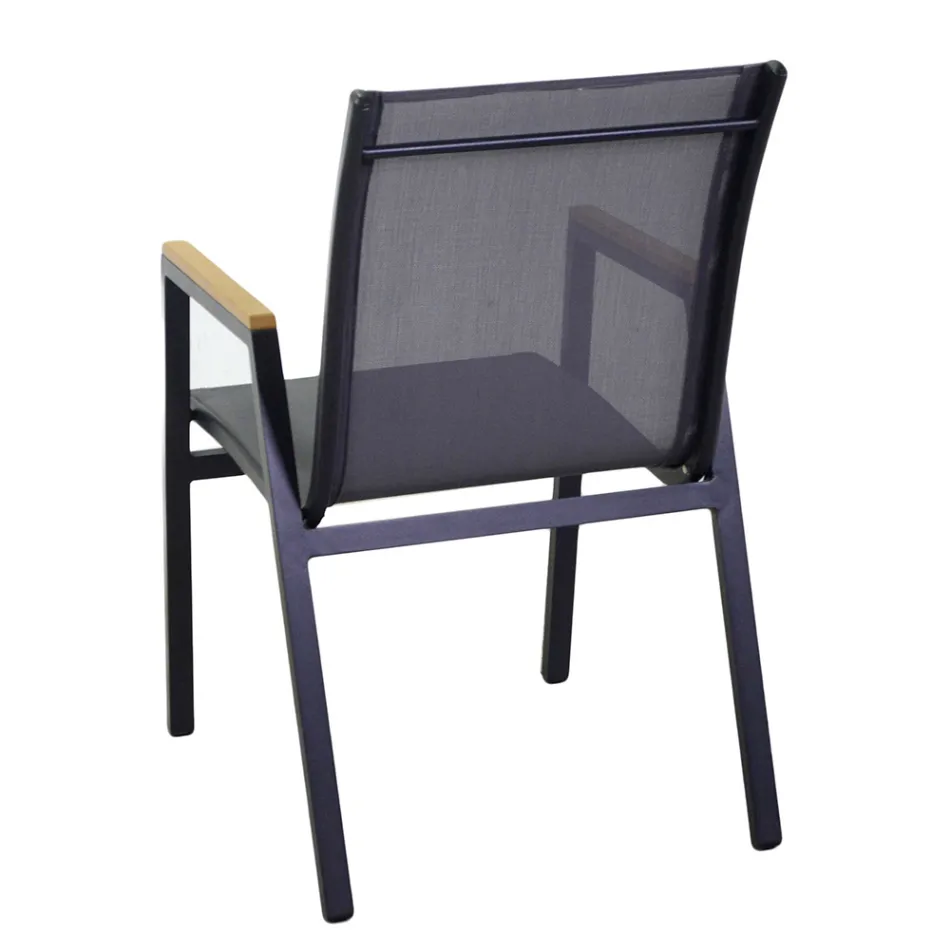 Lænestol i aluminium og textilene med armlæn i polywood - Diary Viadurini