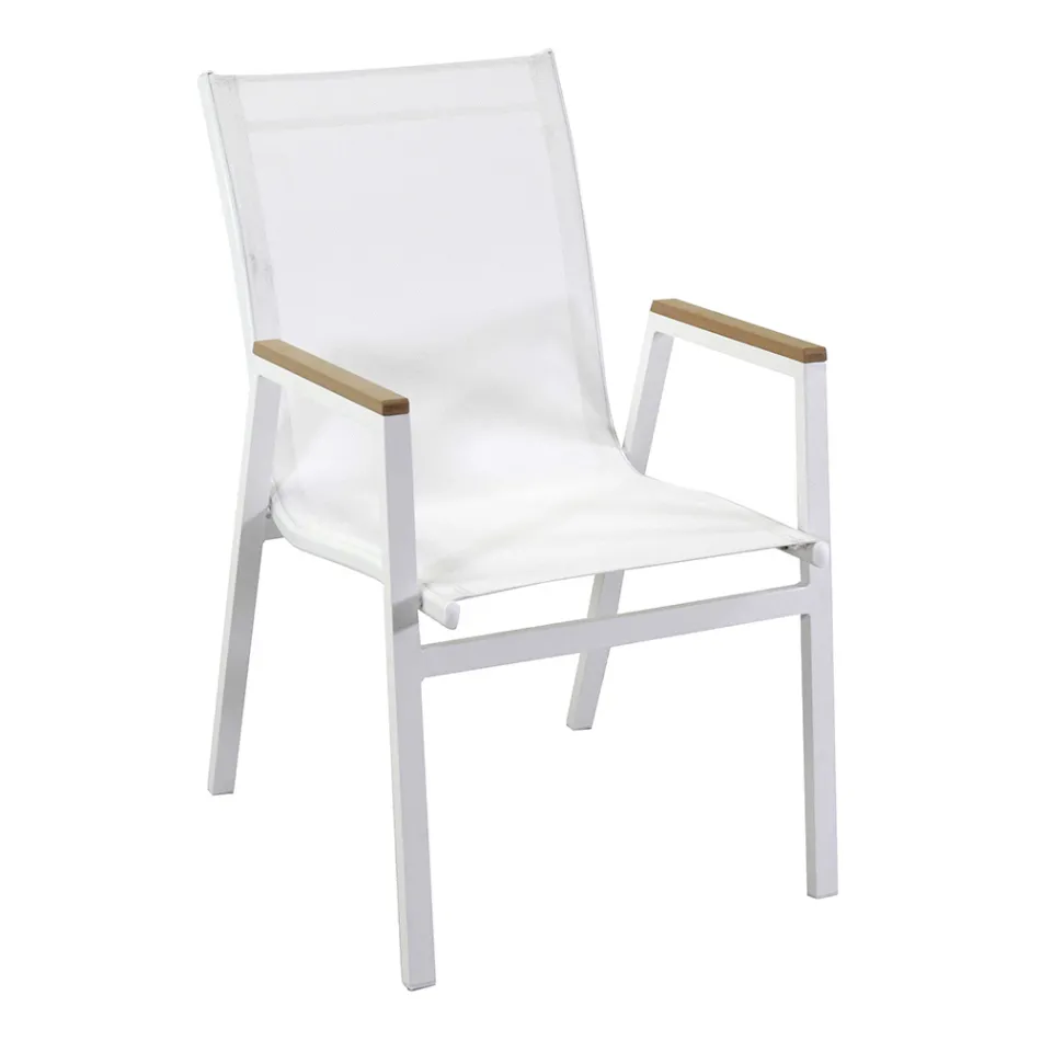 Lænestol i aluminium og textilene med armlæn i polywood - Diary Viadurini