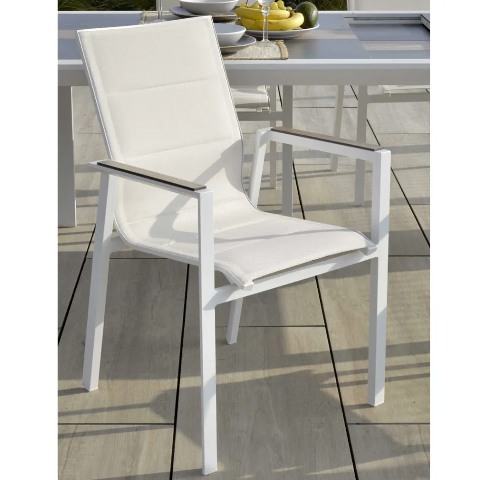 Lænestol i aluminium og textilene med indsats i armlænene i HPL - Righello Viadurini