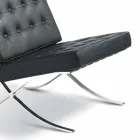 Morella lænestol i øko-læder med knapper og forkromet struktur Viadurini