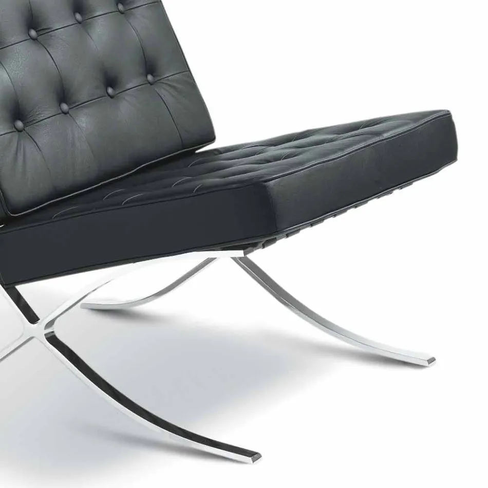 Morella lænestol i øko-læder med knapper og forkromet struktur Viadurini