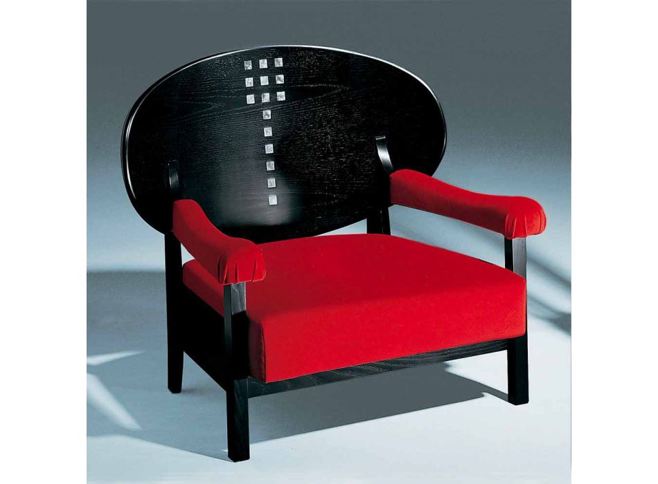 Lænestol i sortbejdset aske med polstring i bomuld fremstillet i Italien - Peleo Viadurini