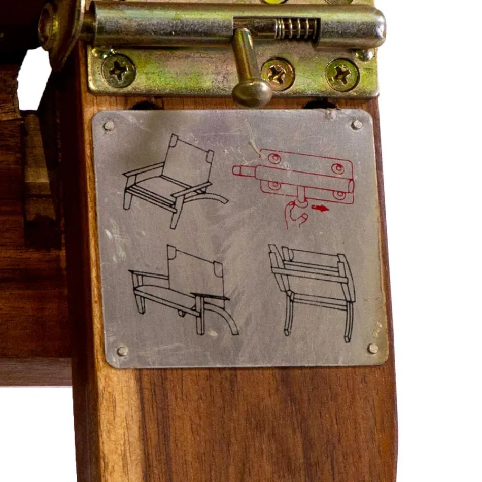 Lænestol i akacietræ og bomuld/polyester-blandingsstof - Bottega Viadurini