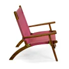 Lænestol i akacietræ og bomuld/polyester-blandingsstof - Bottega Viadurini