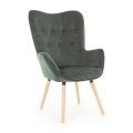 Design lænestol i bøgetræ og grøn eller grå fløjl - Gilly
