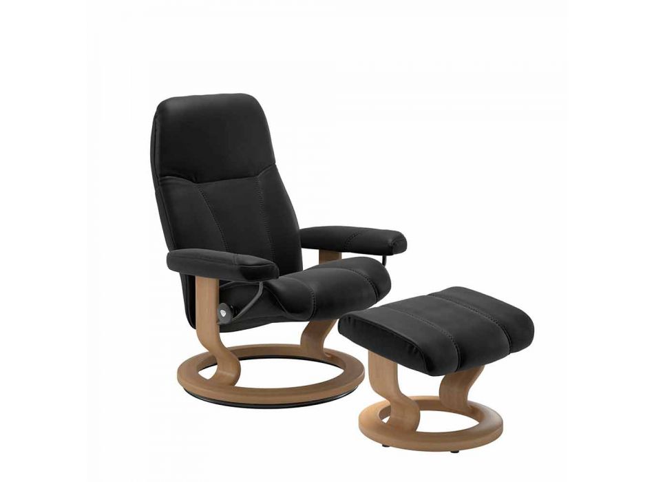 Afslappende liggende læderstol med Pouf - Stressless Consul Viadurini