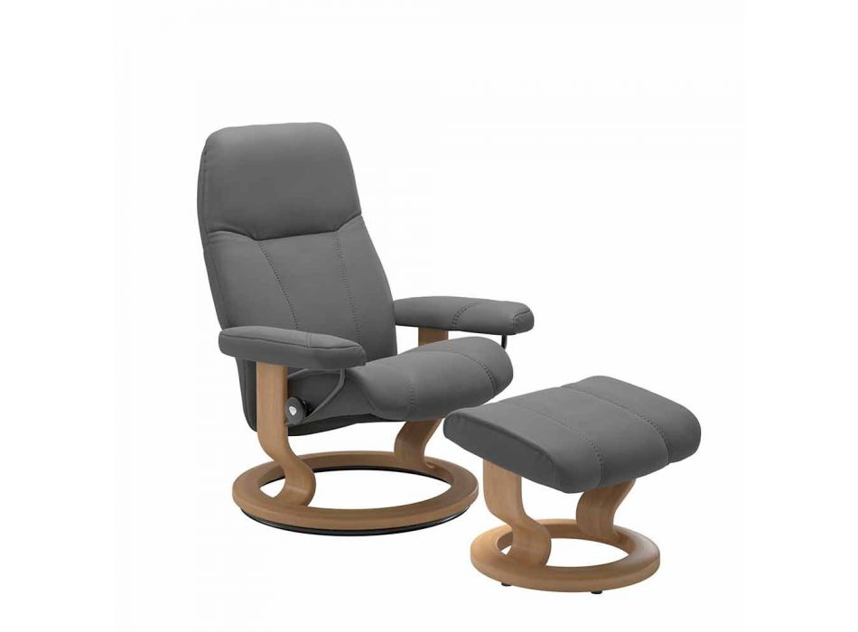 Afslappende liggende læderstol med Pouf - Stressless Consul Viadurini