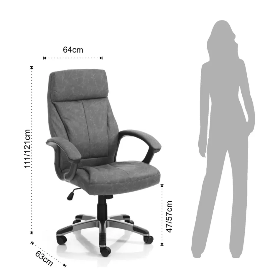 Lænestol i Aged Effect Synthetic Læder - Rhodium Viadurini