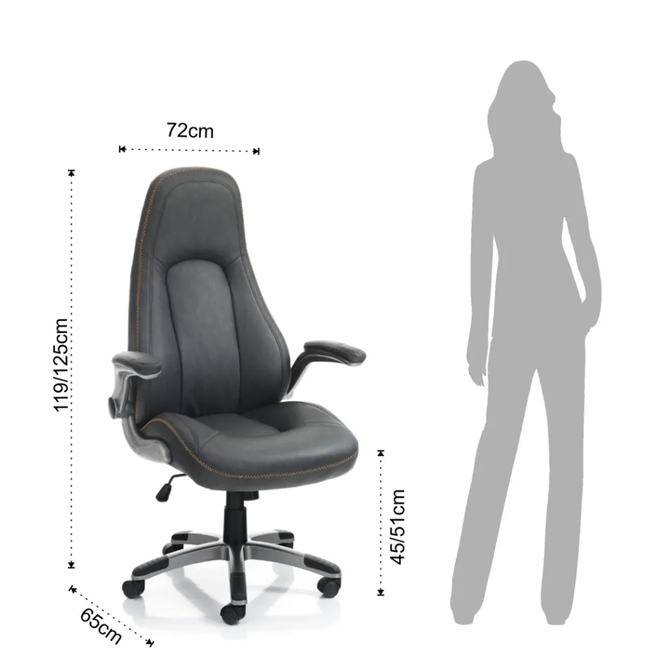 Lænestol i gråt syntetisk læder med ældet effekt - Renio Viadurini